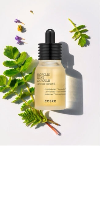 Sun reflecting off bottle of cosrx full fit propolis light ampoule: links to product