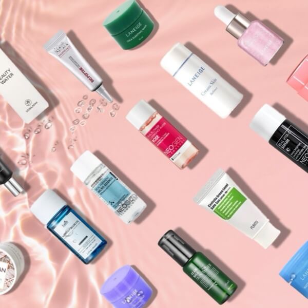 a selection of mini skincare products from bestselling Korean beauty brands