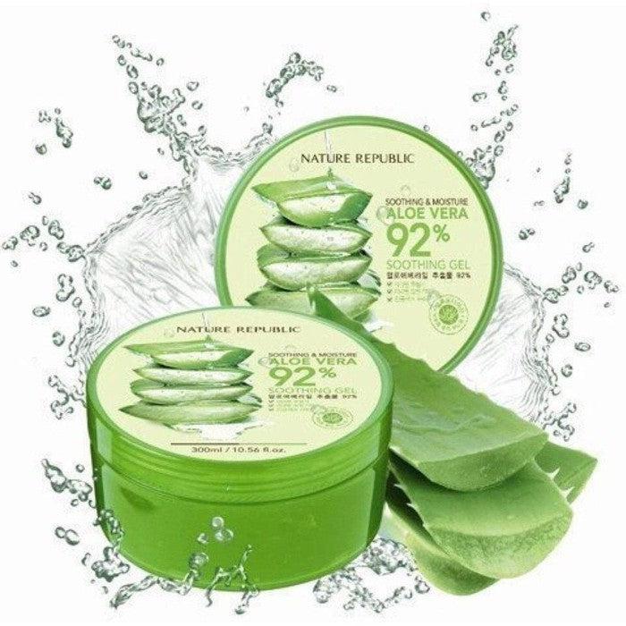 Packaging of NATURE REPUBLIC Aloe Vera 92% soothing gel